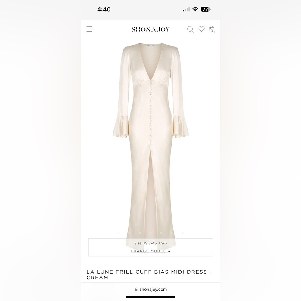(NWT) Shona Joy La Lune Frill Cuff Bias Midi Dress